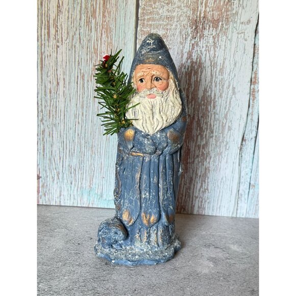1995 Sandy Schull Originals Blue Santa W/Tree Candy Container Series 8" Collecti - Picture 1 of 10